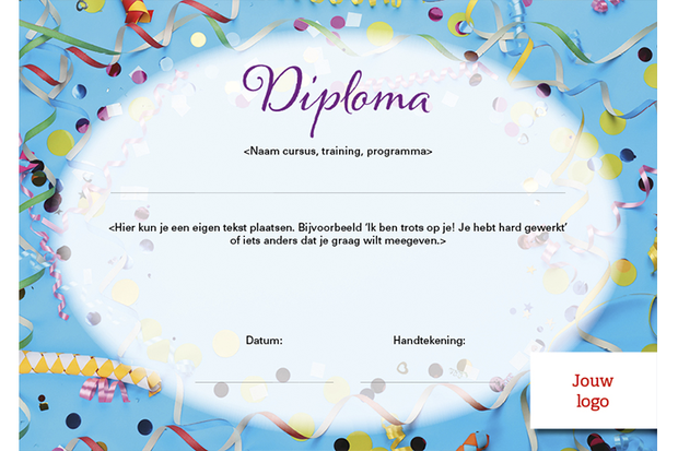 Kamer Banket Maan oppervlakte Diploma voor kinderen (met eigen logo) - Semmie Sprekend Spel & Training